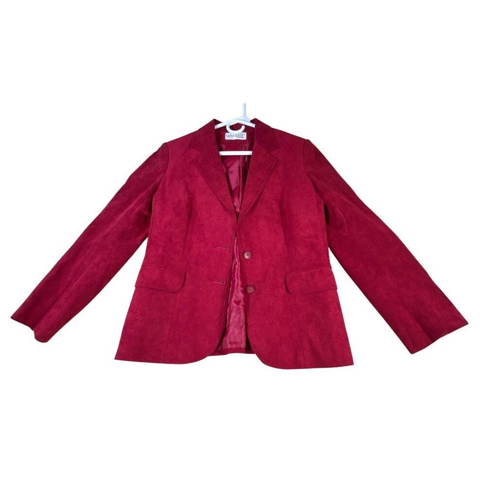 Vintage Charles Klein Ultrasuede Womens Red Blazer Jacket Size 8 Long Sleeve USA